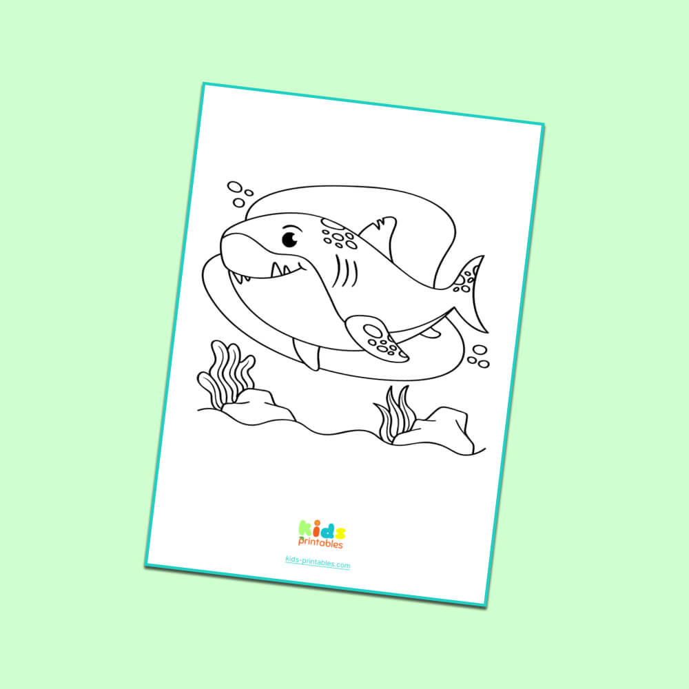 Shark coloring page printable kids