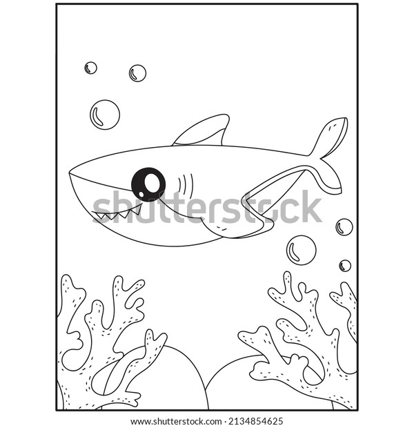 Shark coloring pages kids printable stock vector royalty free