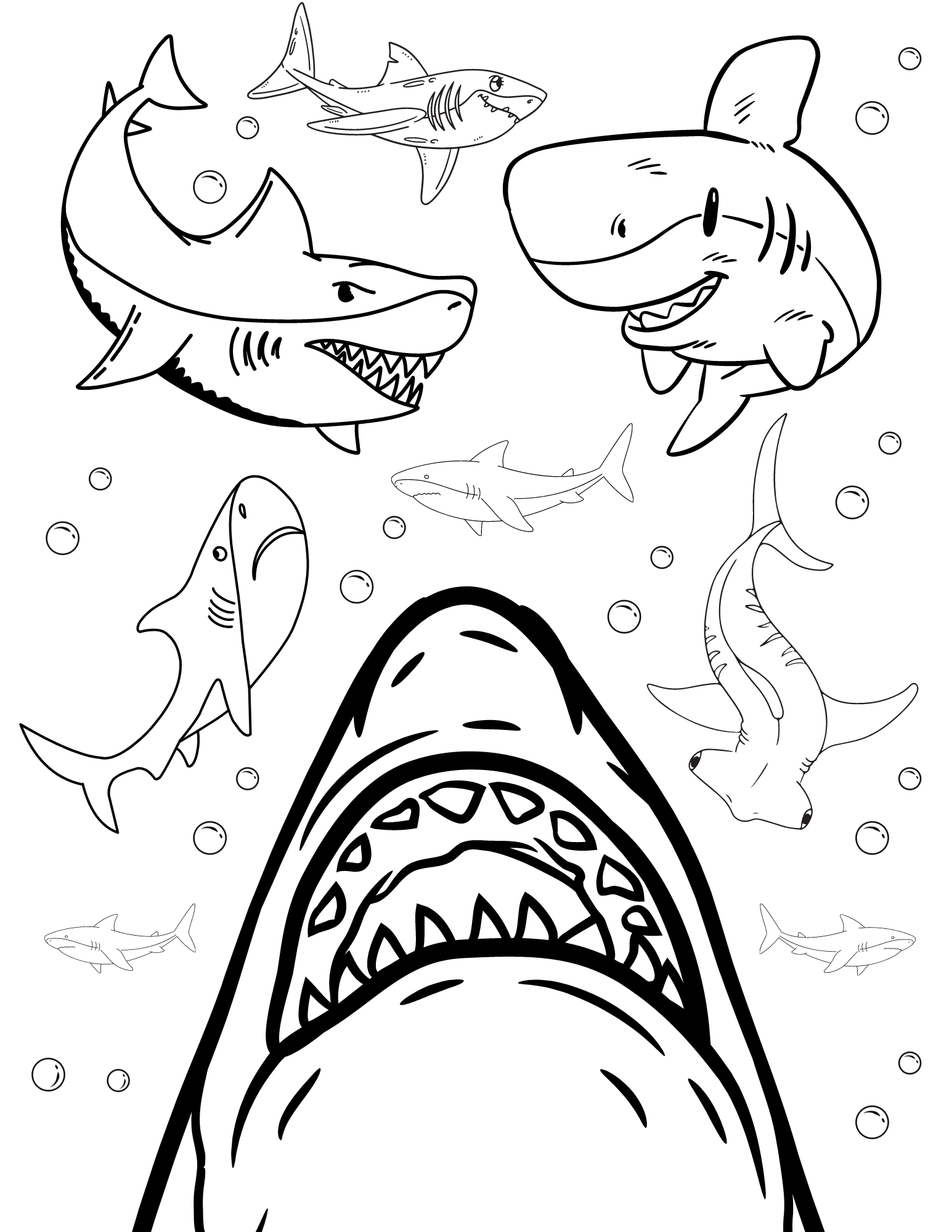 Spectacular shark coloring pages for kids and adults