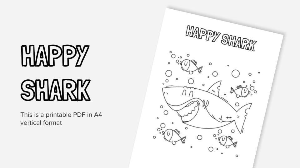 Shark printable coloring worksheet