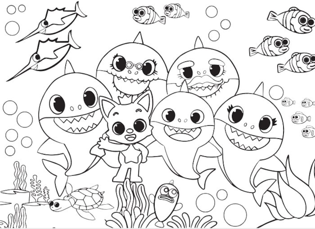 Baby shark pdf printable coloring page