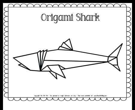 Origami shark coloring page free printable â the art kit