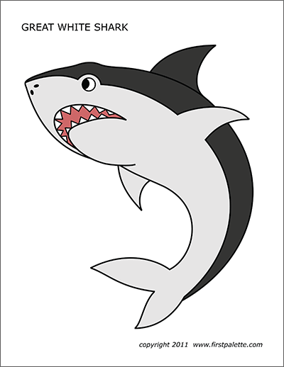 Shark free printable templates coloring pages