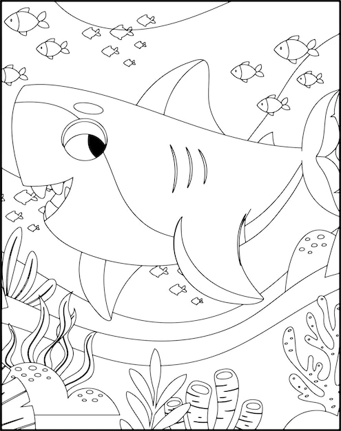 Premium vector printable shark coloring pages for kids