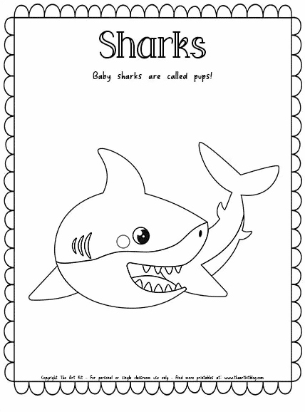 Shark fun fact coloring page free homeschool deals