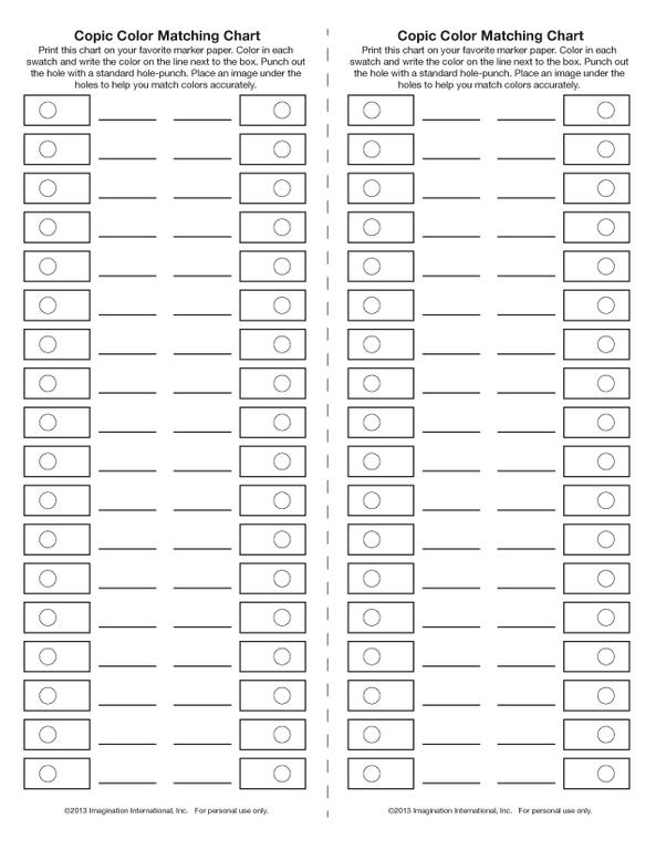 Copic marker color charts and