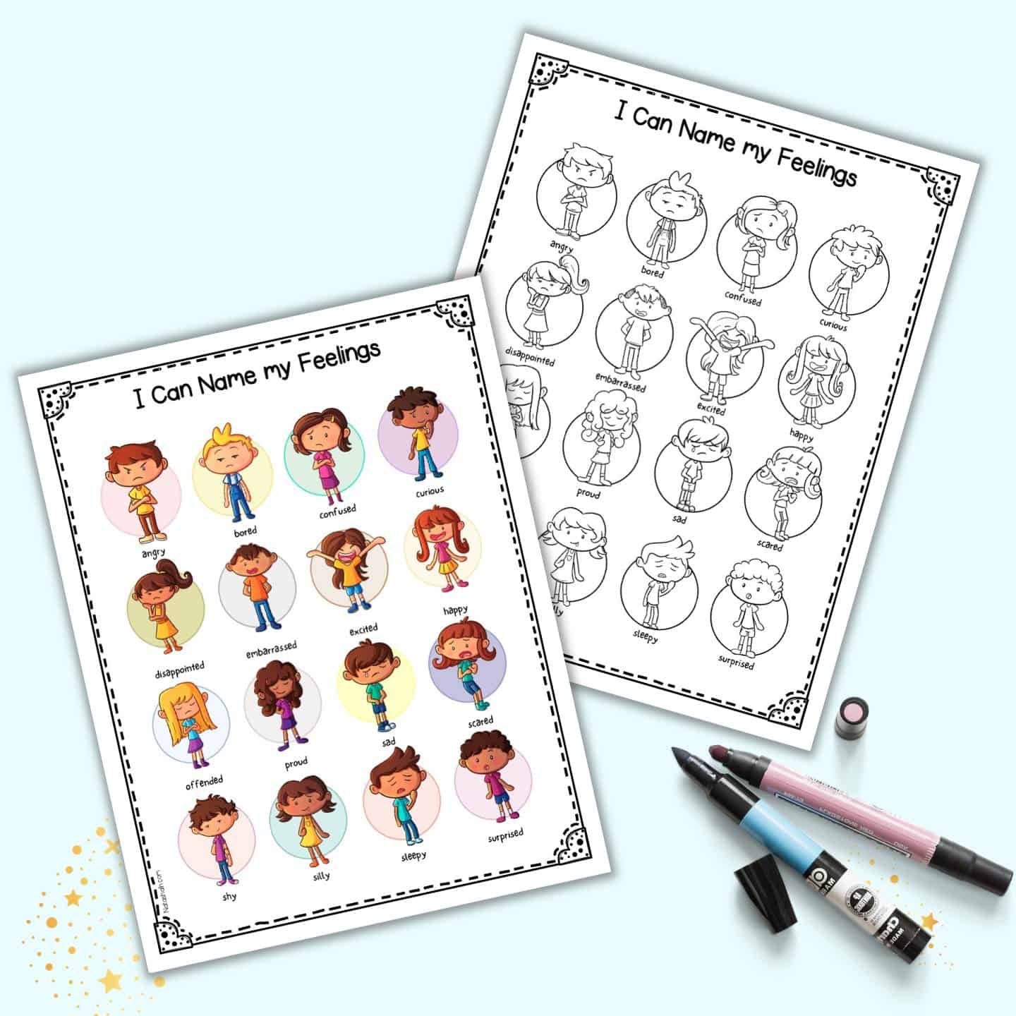 Free printable feelings chart for kids