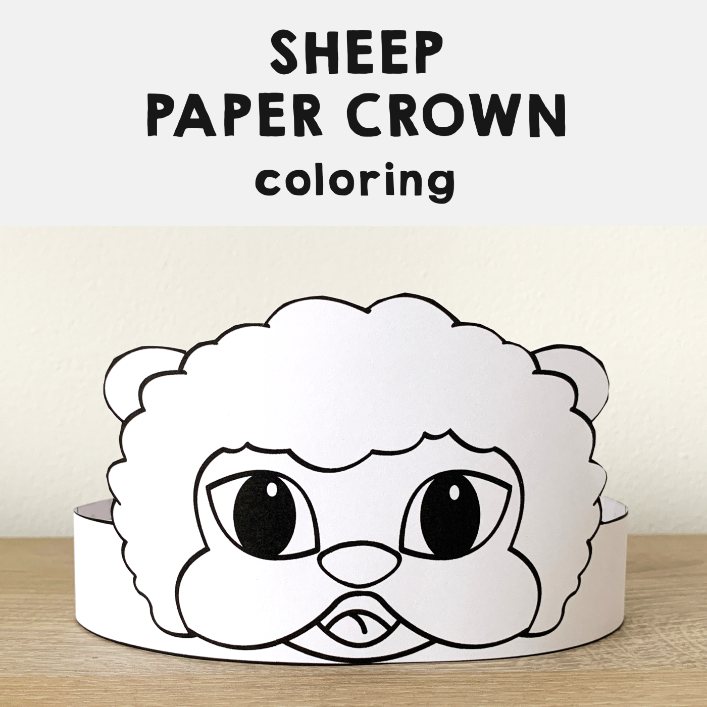 Sheep paper crown printable farm animal coloring craft made by teachers
