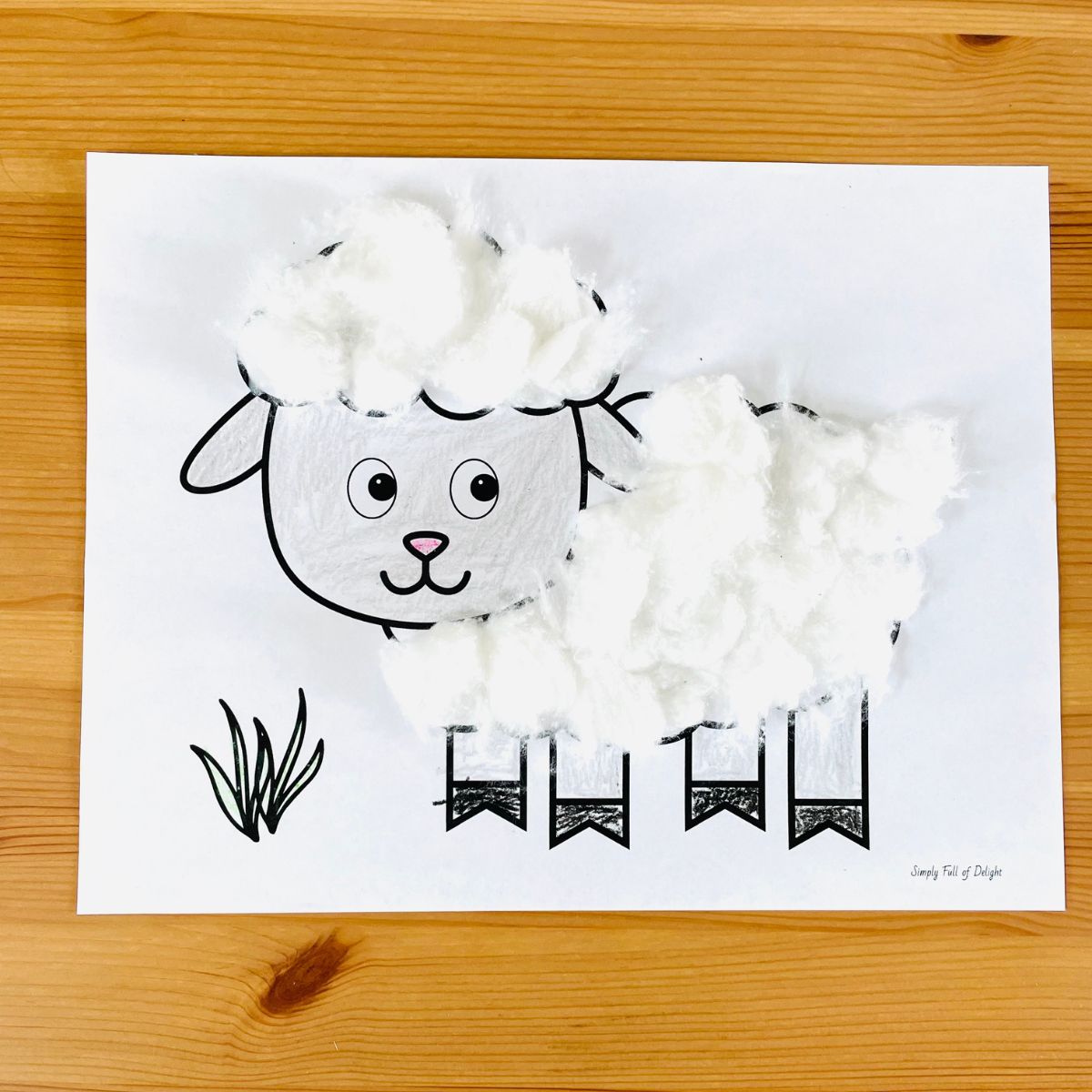 Easy cotton ball sheep craft free printable