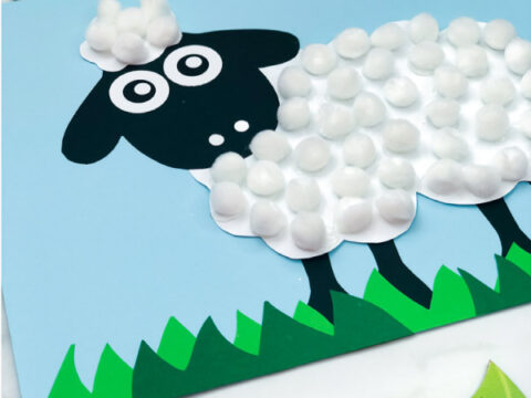 Easy pom pom sheep craft free template