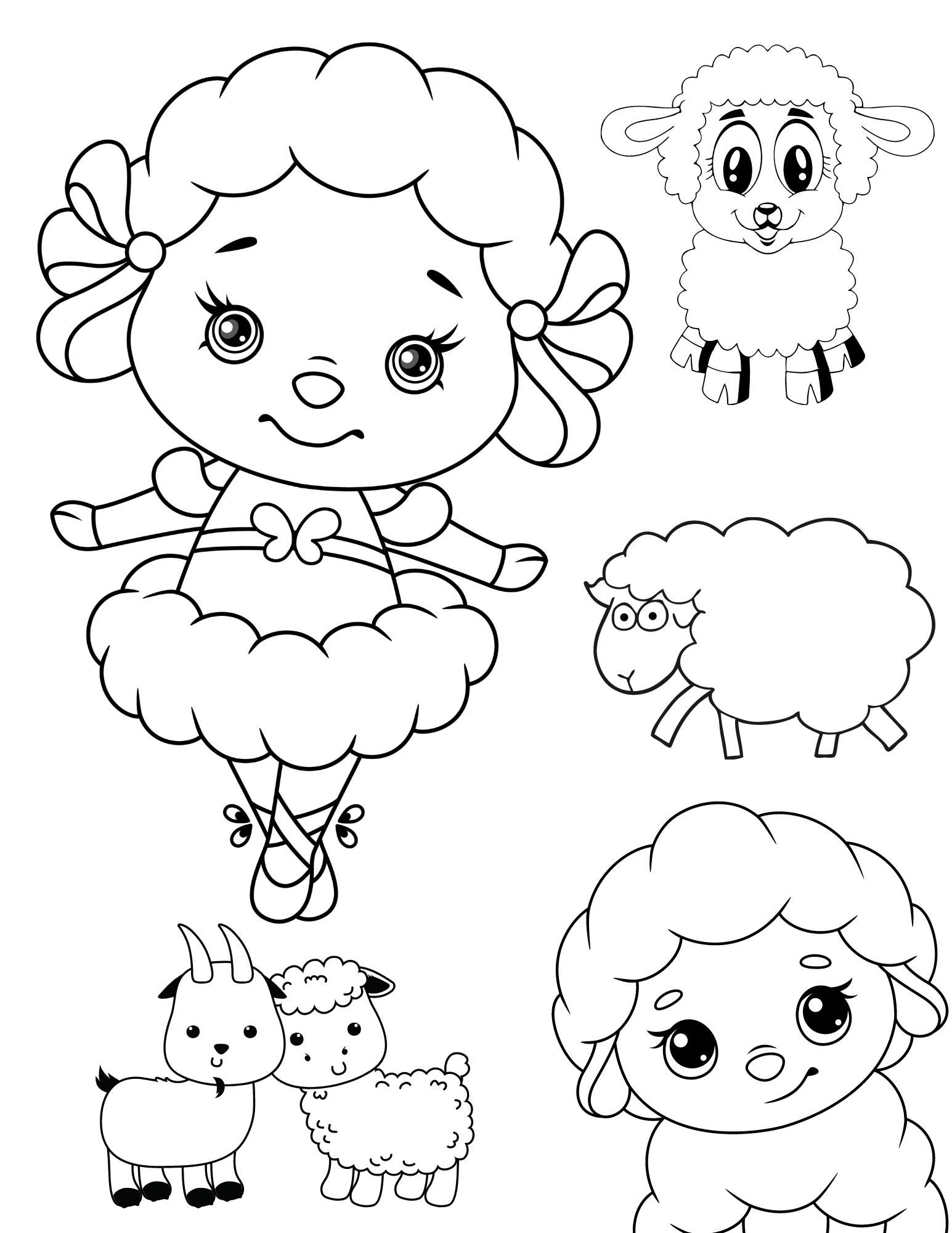 Superb sheep coloring pages for kids and adults