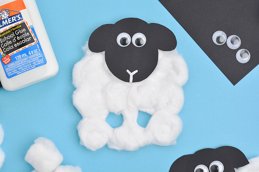 Cotton ball sheep craft easy sheep puppet for spring