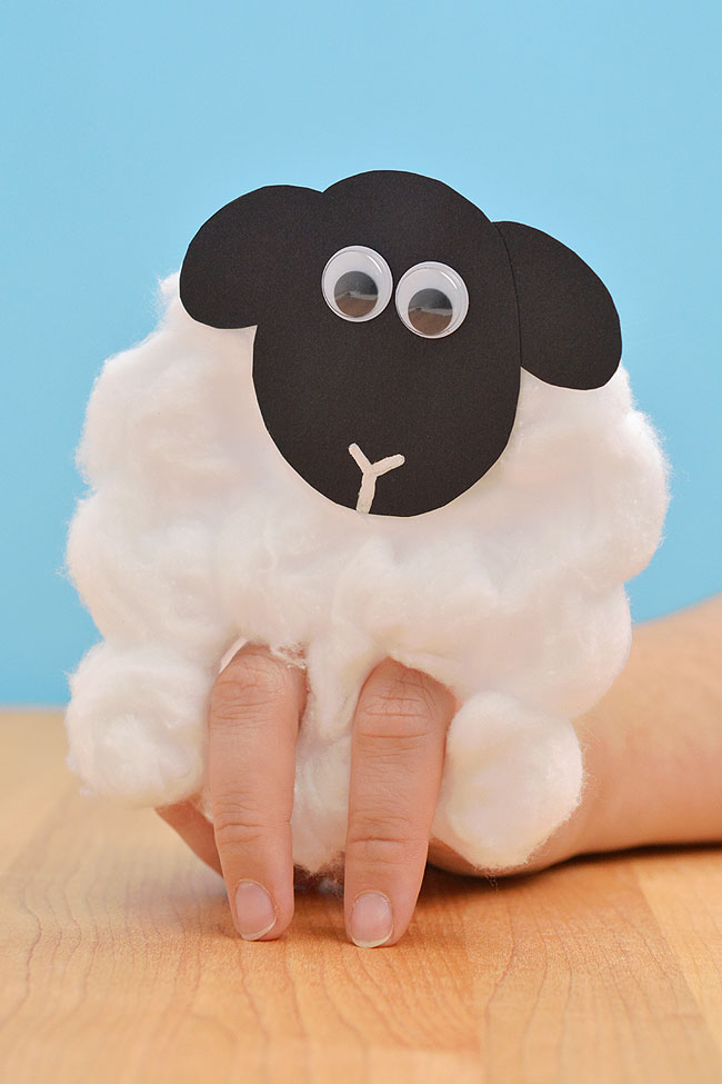 Cotton ball sheep craft easy sheep puppet for spring
