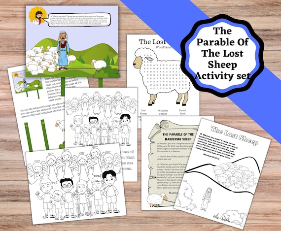 Printable activity set for the parable of the lost sheep lost sheep the lost sheep craft coloring bible verse page and word search