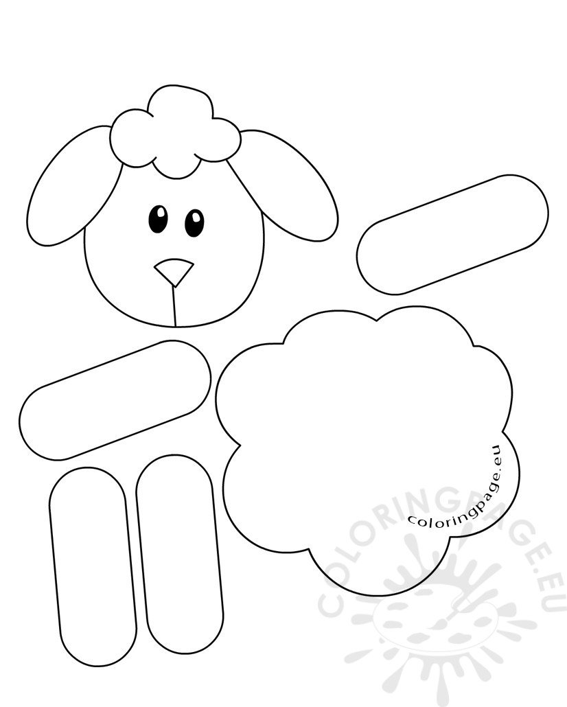 Lamb paper craft for preschool coloring page