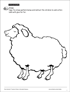 Sheep pattern printable arts and crafts skills sheets