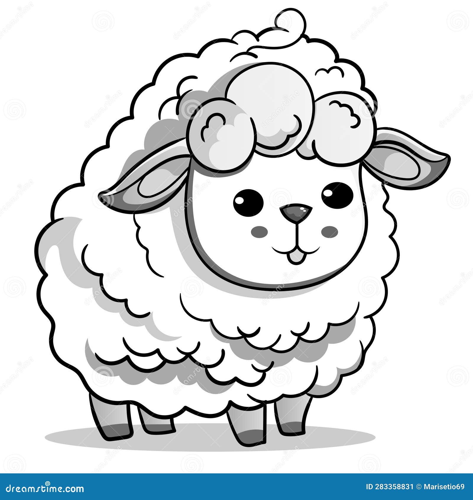 Coloring page outline of cartoon sheep or lamb farm animals coloring book for kids stock vector