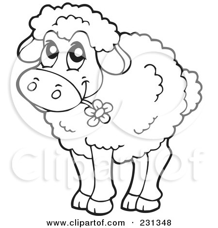 Coloring page outline of a barnyard sheep posters art prints by