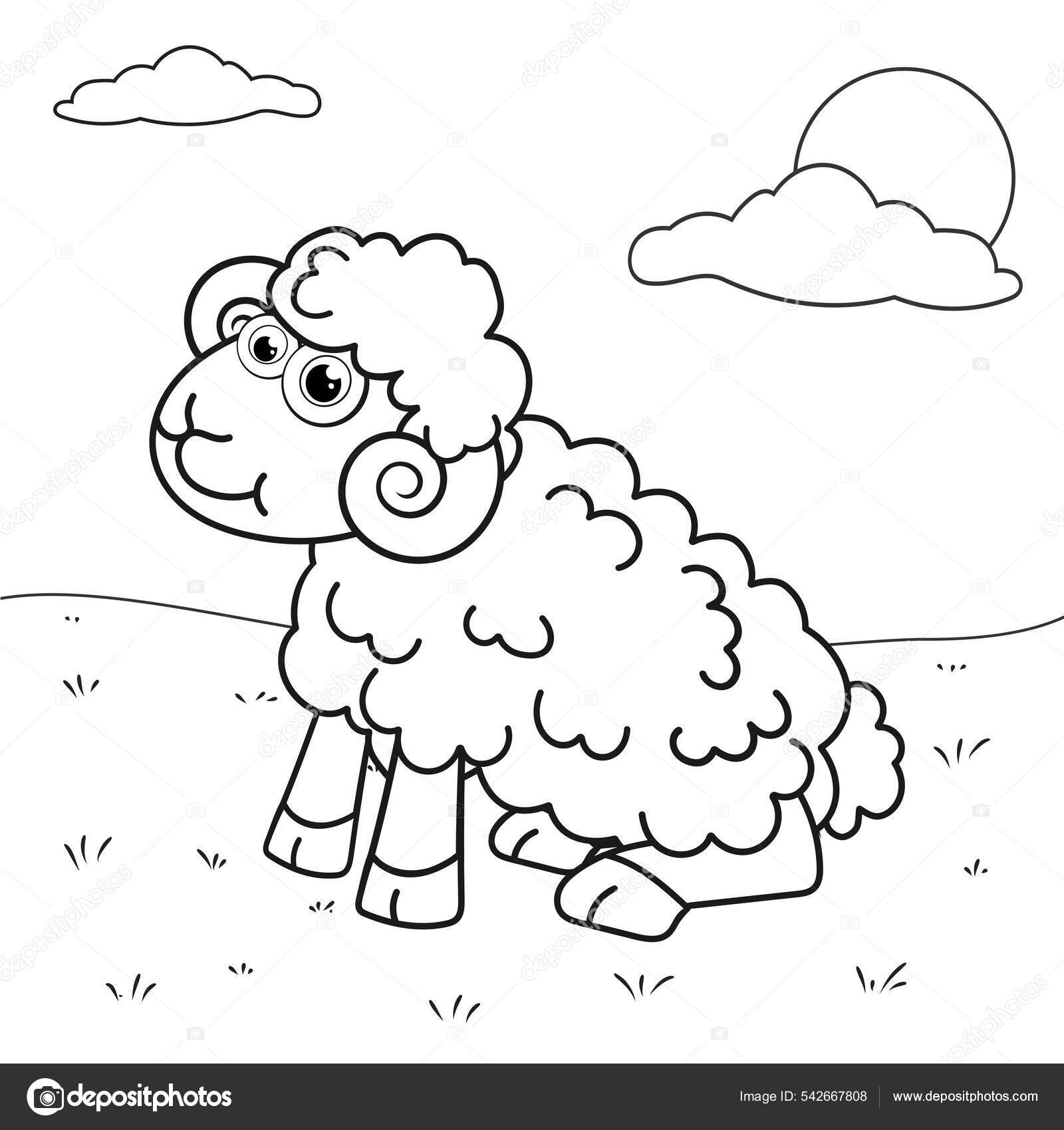 Colorless cartoon mutton sitting lawn coloring pages template page coloring stock vector by kidland