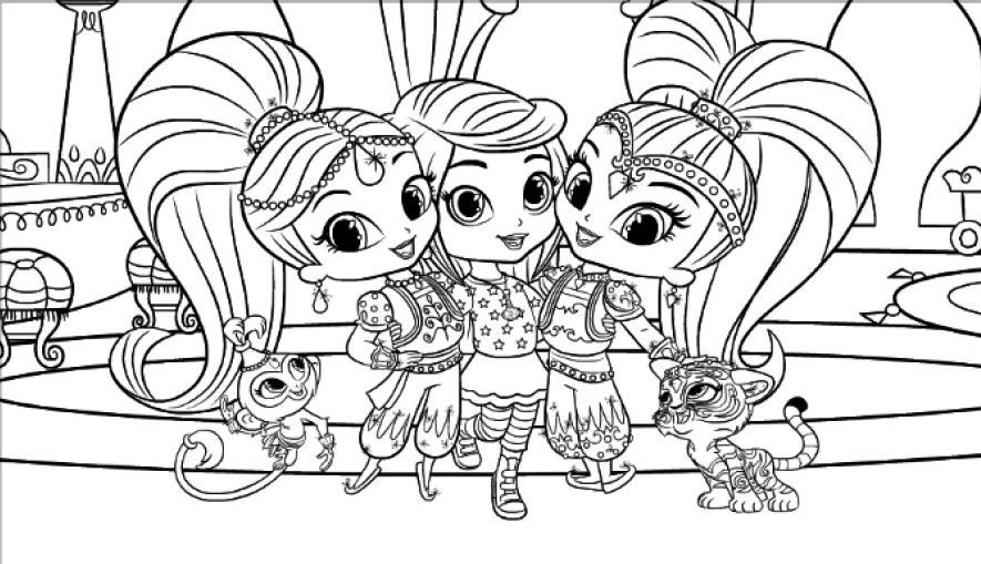 Shimmer and shine party free printable coloring pages