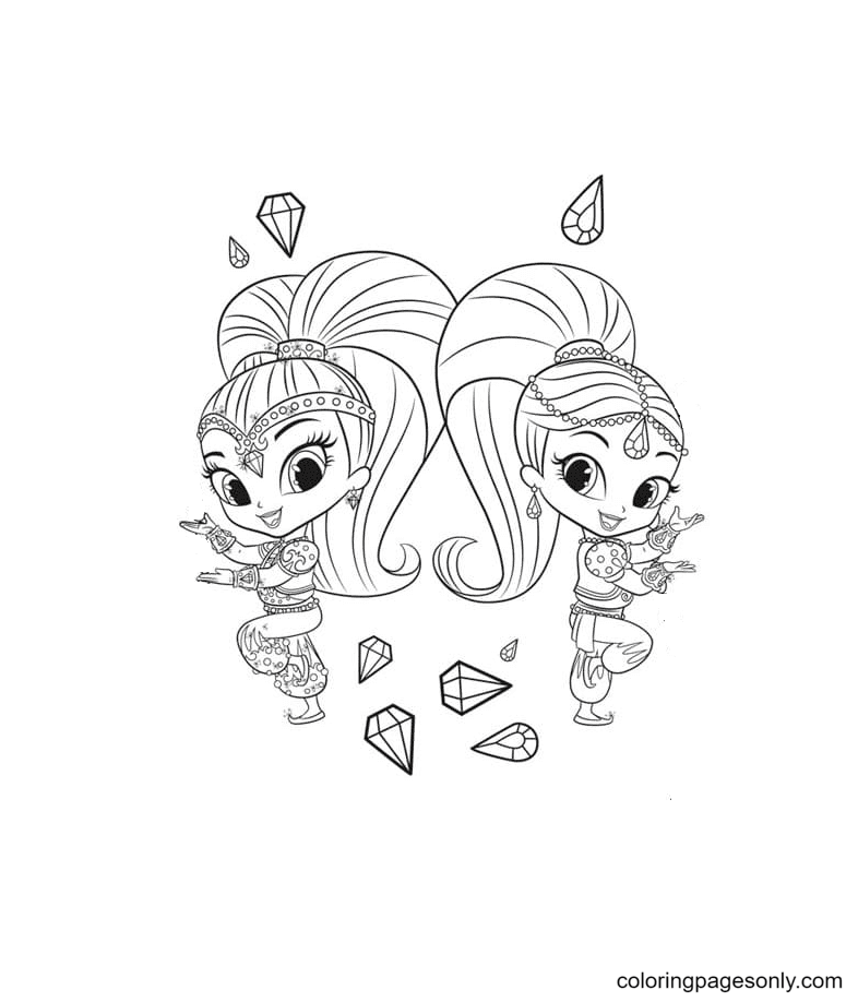 Shimmer and shine coloring pages printable for free download