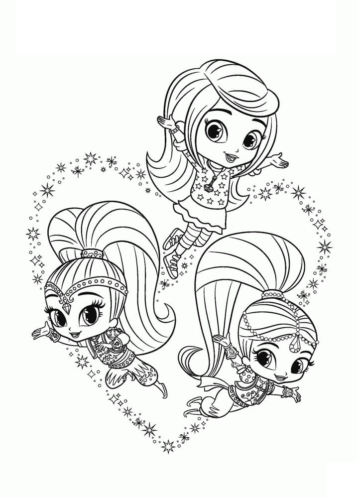 Shimmer and shine coloring pages pictures free printable