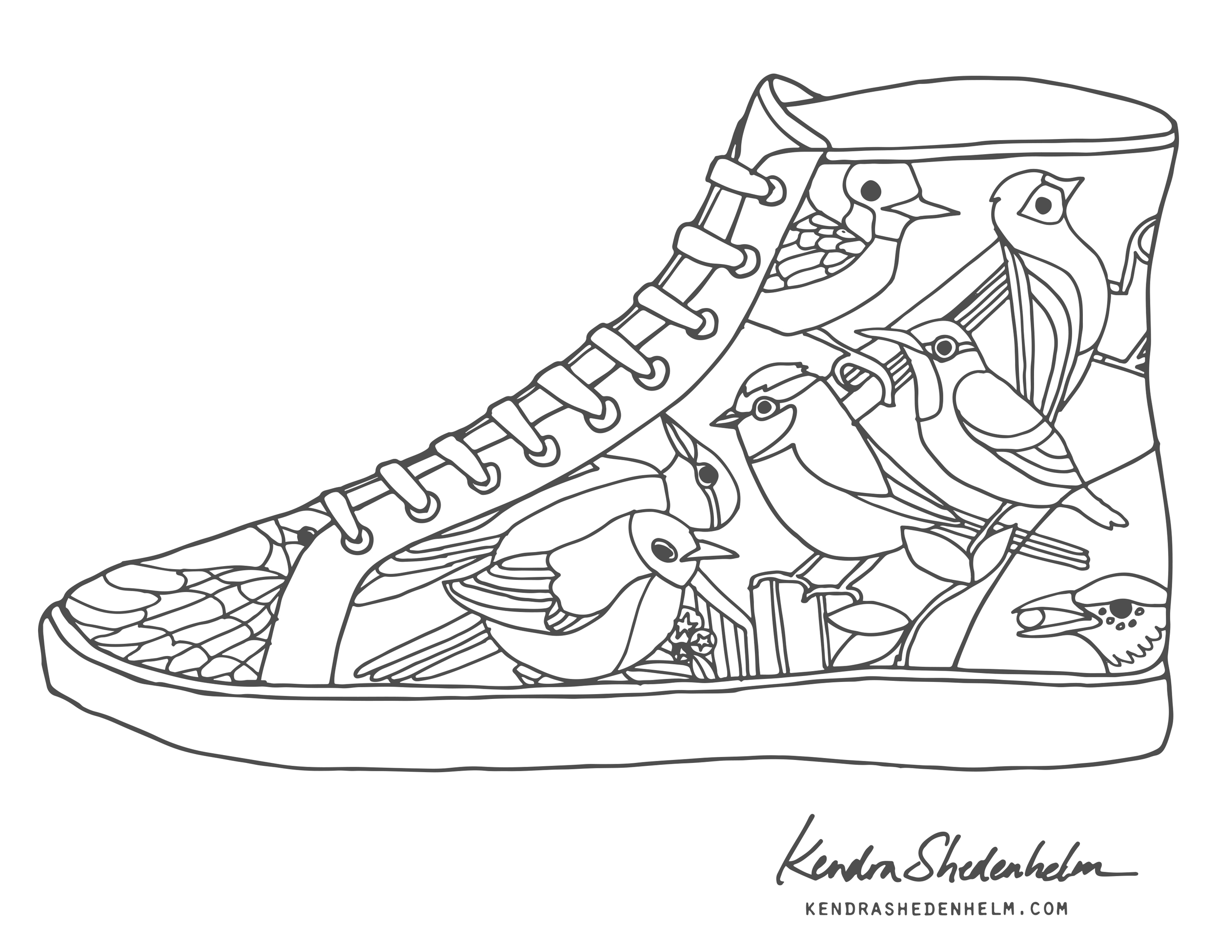 Birds doodles shoes and free coloring pages â kendra shedenhelm