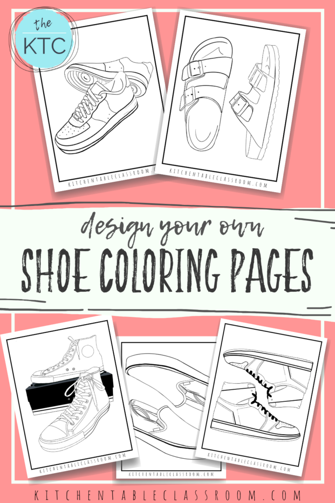 Design your own shoe coloring pages