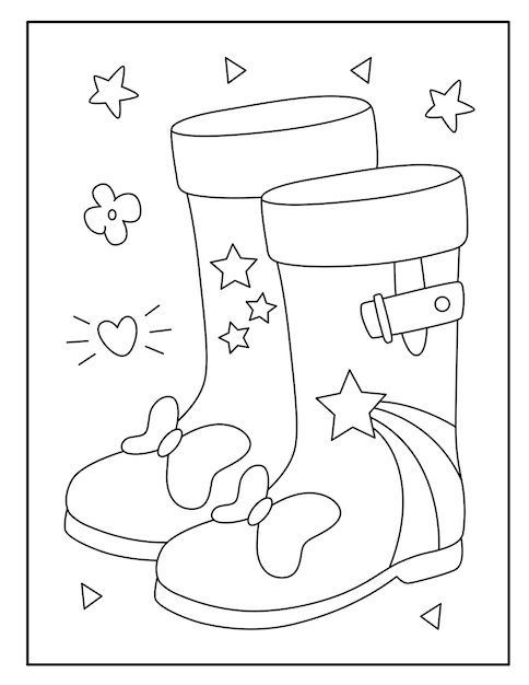 Premium vector kids shoes coloring pages