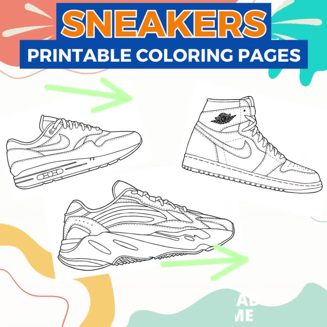 Most popular sneakers coloring pages to print and color instantly