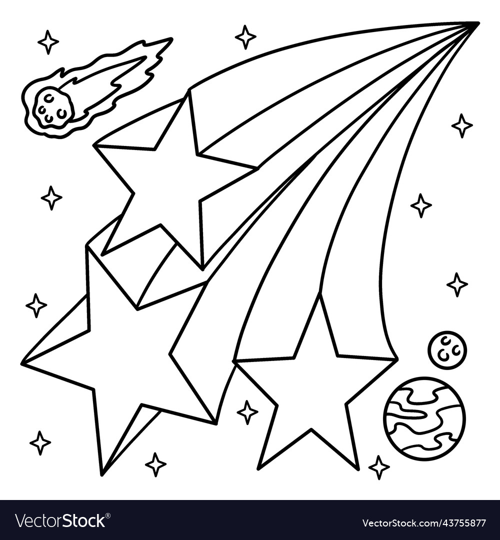 Falling shooting stars coloring page for kids vector image