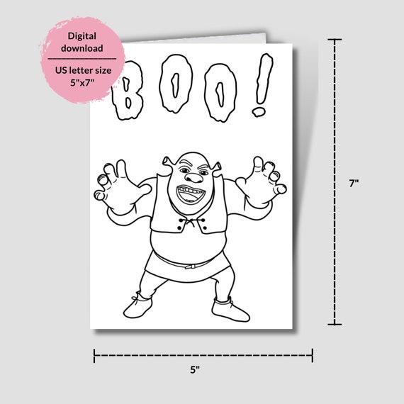 Printable shrek halloween coloring pages shrek coloring pages colouring shrek craft shrek halloween cards instant download shrek cards