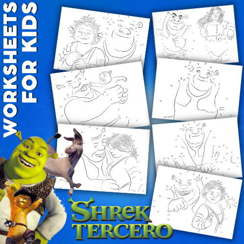 Shrek the third dot to dot printable worksheets