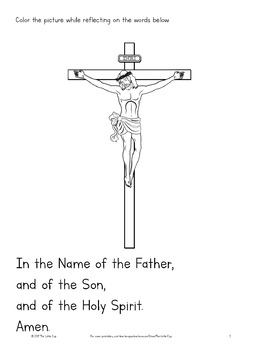 First grade prayer worksheets sign of the cross english by the little cup