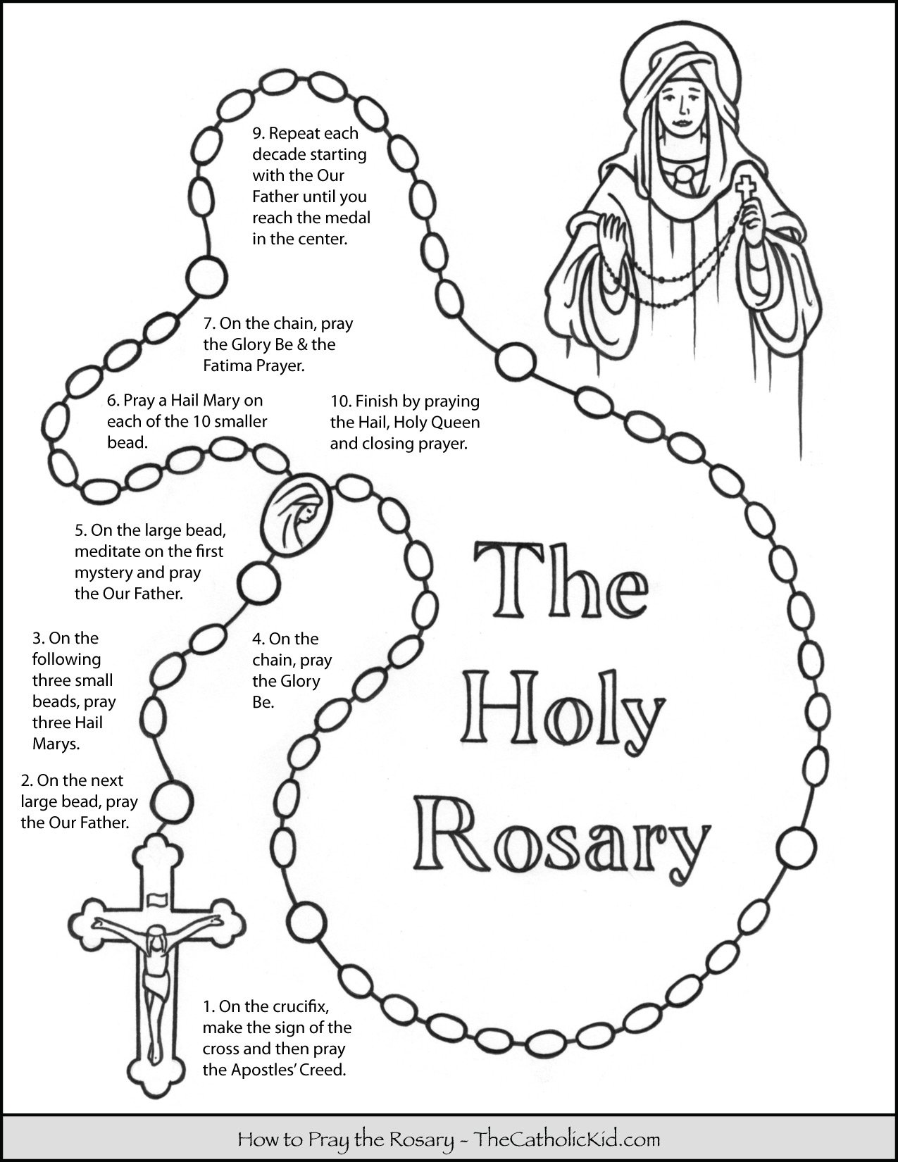How to pray the rosary coloring page for kids