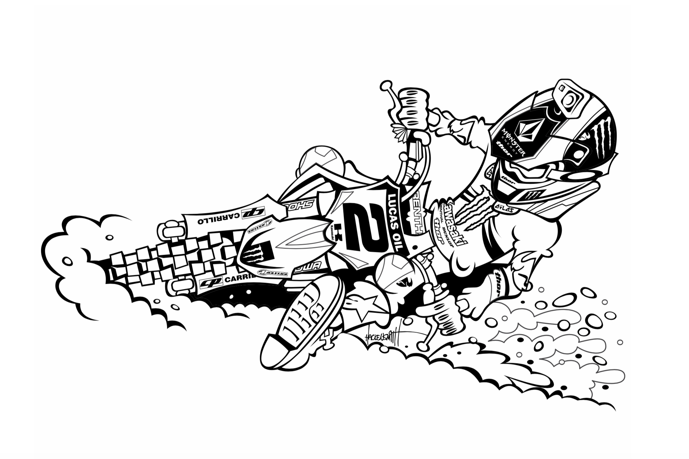 Downloadable motocross coloring pages for kids