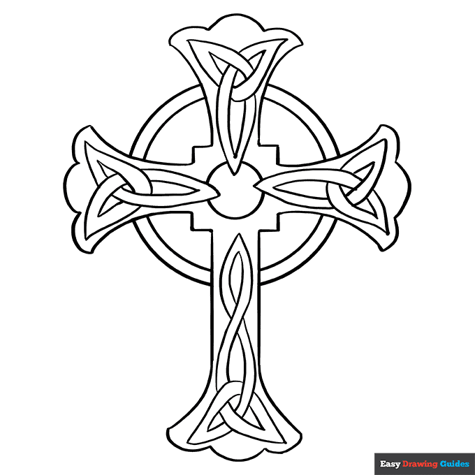 Celtic cross coloring page easy drawing guides