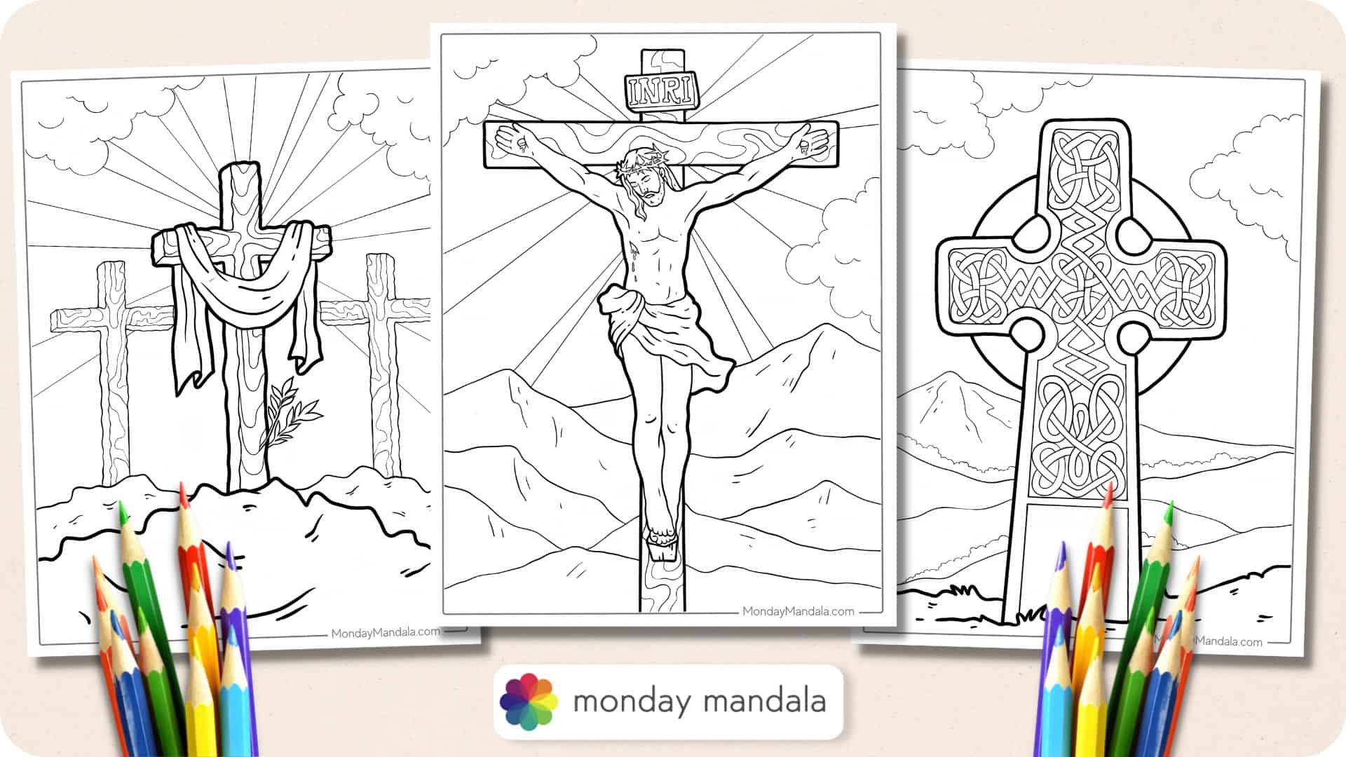 Cross coloring pages free pdf printables