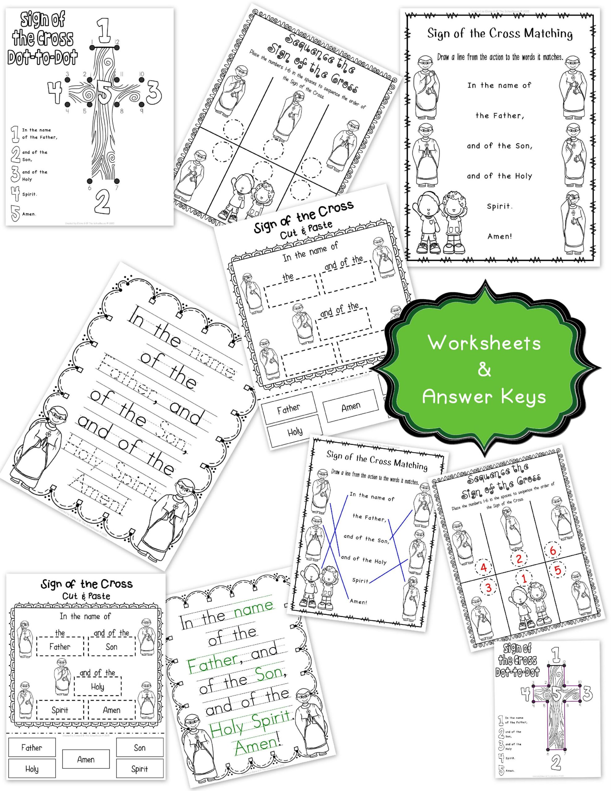 Sign of the cross worksheet pack and posters made by teachers