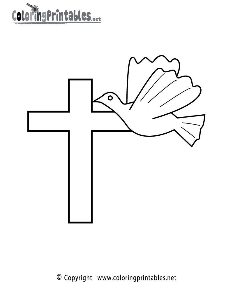 Free printable dove cross coloring page