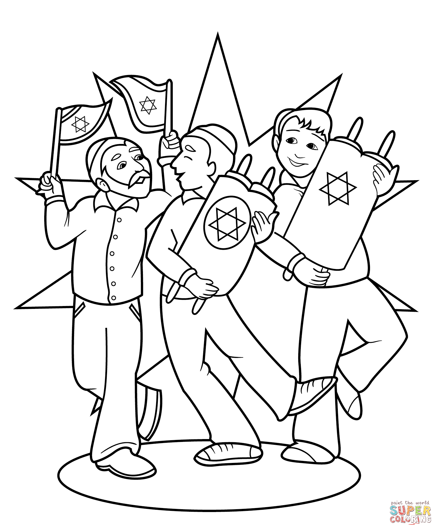 Simchat torah celebration coloring page free printable coloring pages