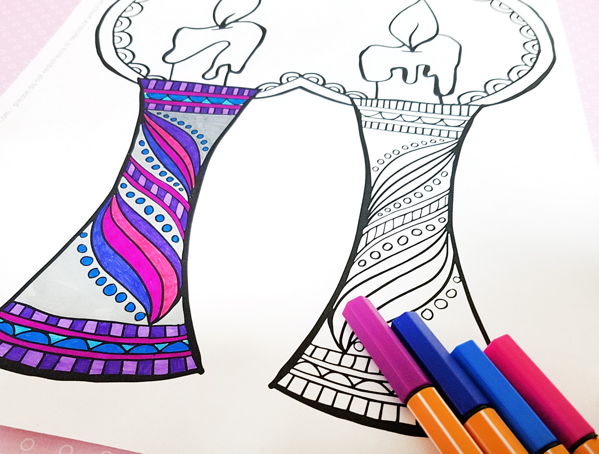 Shabbat coloring page for adults