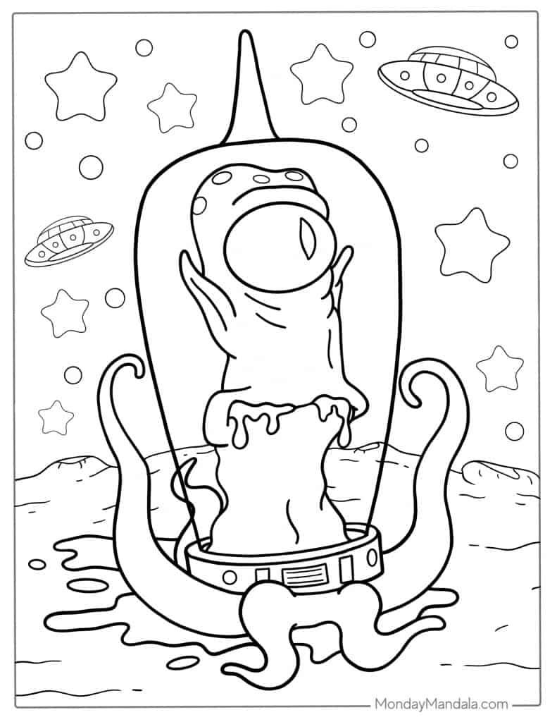 Alien coloring pages free pdf printables