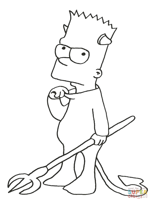 Bart little devil coloring page free printable coloring pages