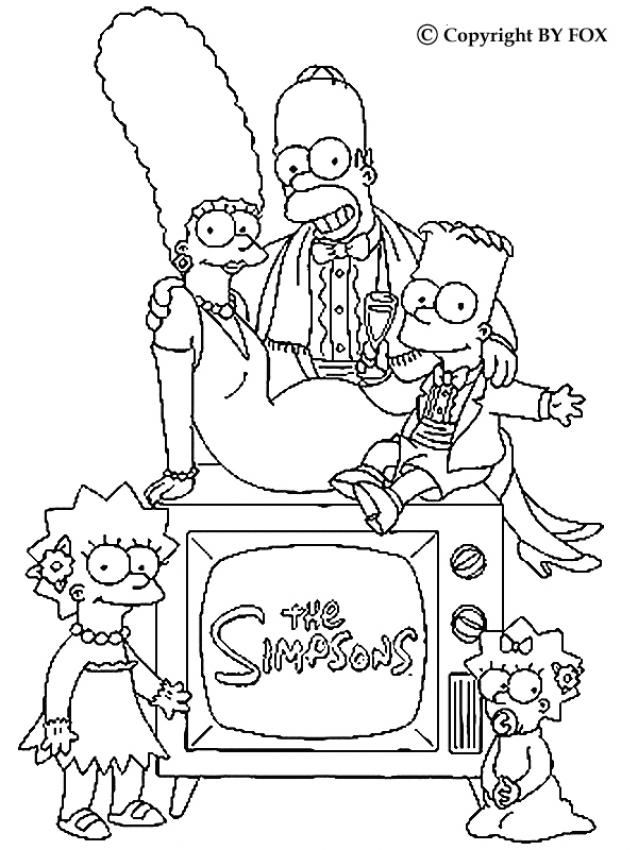 Colorful family portrait of the simpsons