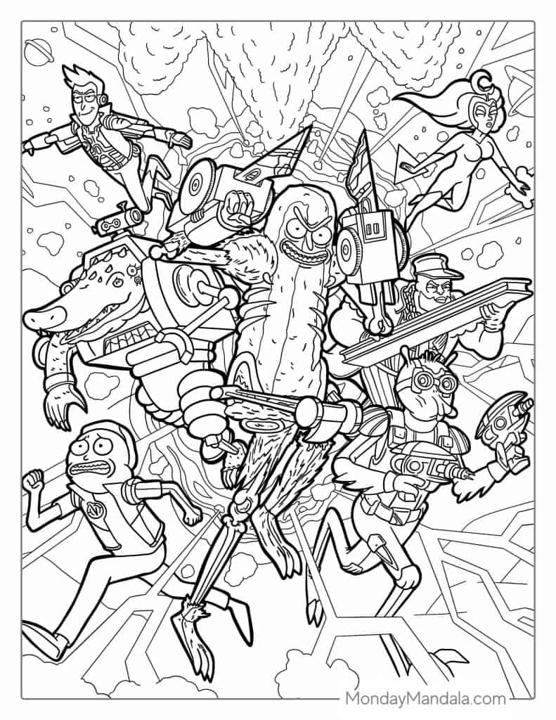 Rick and morty coloring pages free pdf printables