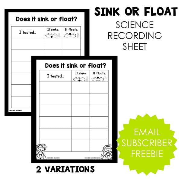 Fun sink or float science activities for kids with free printable