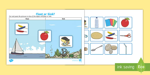 Float or sink cut and paste worksheet f