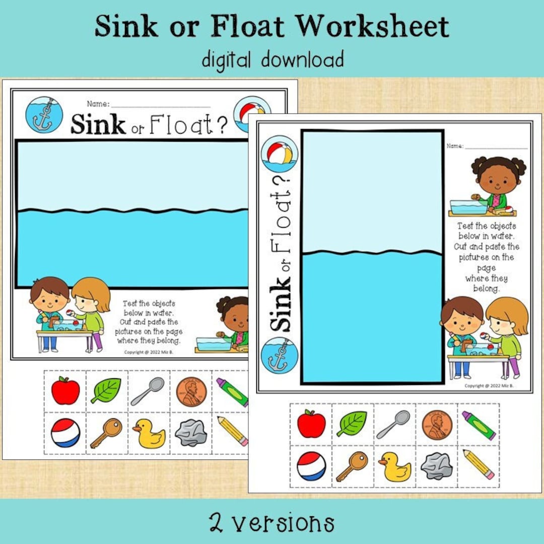 Sink or float cut and paste worksheet printable