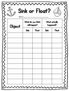 Sink or float worksheet fresh age science activities for kids and charts on teaching science science lessons science teaching resources